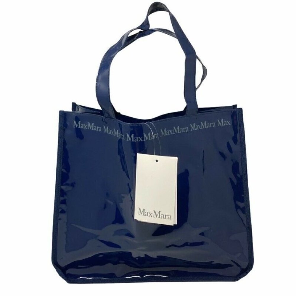 NEW Max Mara Womens Tote Bag Purse Blue Patent